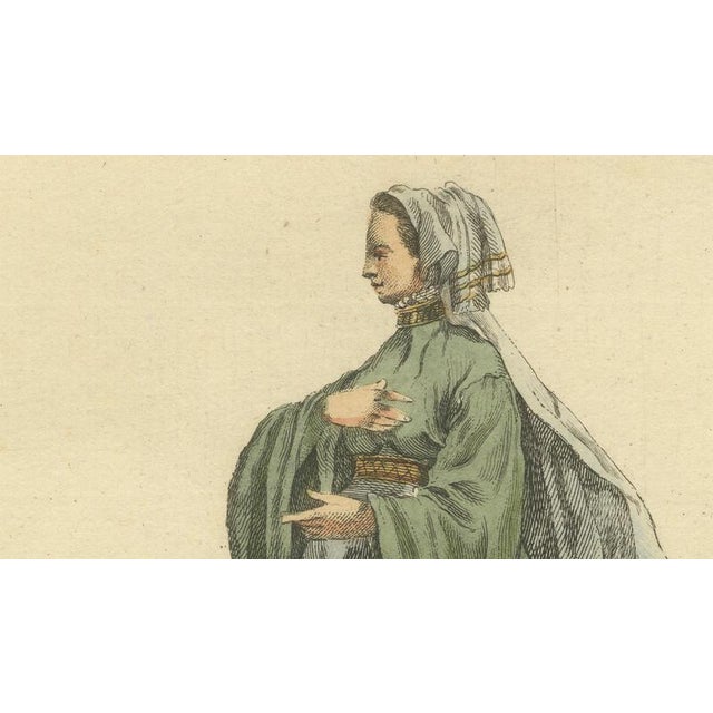 Black Grand Tour Italian Costume Prints, Habit of a Lady of Ischia, an Island in the Gulf of Naples, 1749, Paper, Set of 2 For Sale - Image 8 of 12