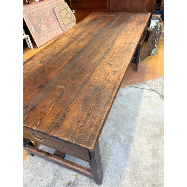 Brown Antique Rustic Farmhouse Table in Oak For Sale - Image 8 of 15