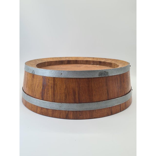 1960s Large Vintage Wooden Bowl with Metal Rims, 1960s For Sale - Image 5 of 11