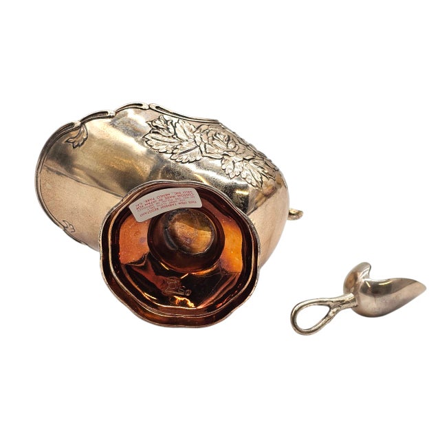 Mid 20th Century Vintage Silverplate Sugar Scuttle With Scoop, Embossed Rose, Ds Co, 6" For Sale - Image 5 of 10