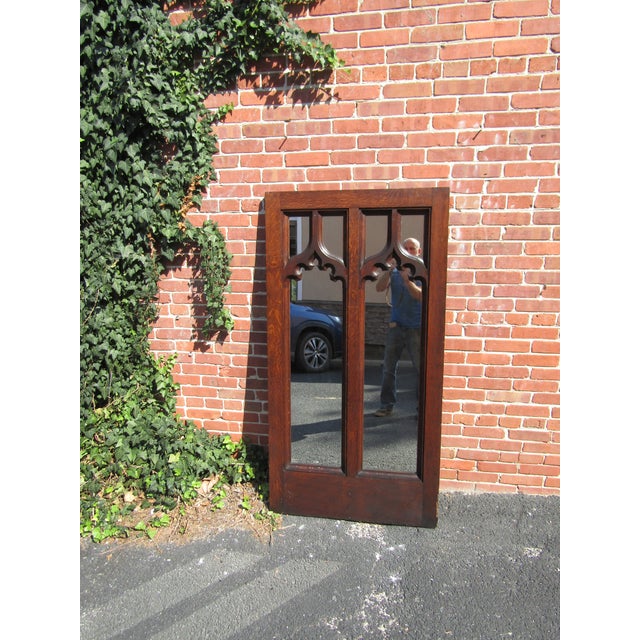 English Gothic Oak Mirror 1860s For Sale - Image 10 of 10