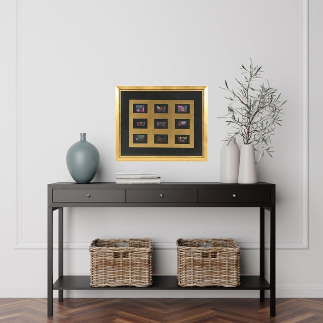 Gold e.j. Gold Framed Collage of 9 Mini Pastel Drawing Compositions For Sale - Image 8 of 9