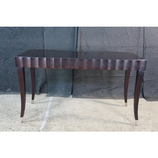 Late 20th Century Barbara Barry for Baker Italian Art Deco Style Modern Mahogany Writing Desk 54" For Sale - Image 18 of 18