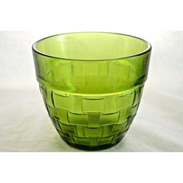 Anchor Hocking Green Basket Weave Glass Bowl Chairish