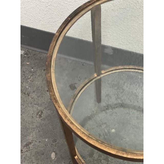 Contemporary Gump's Larson Antiqued-Bronze Iron Frame Side Table For Sale - Image 3 of 12