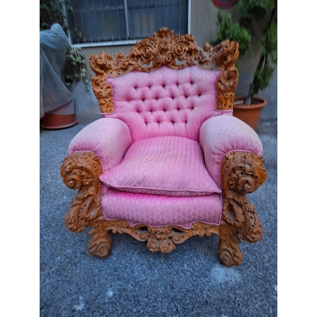 Vintage Armchair with Urano Palma Pink Fabric, 1980s For Sale - Image 14 of 18