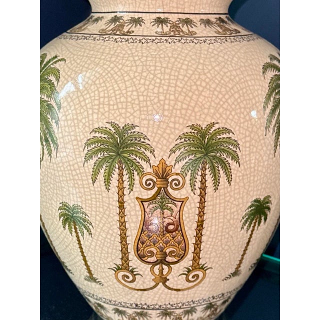 Dark Green Vintage Palm Beach Chic Vase For Sale - Image 8 of 10