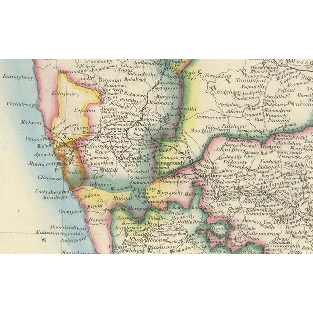 Large Antique Map of India Post Roads and Dak Stations by James Wyld, 1855 For Sale - Image 5 of 13