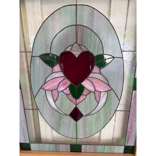Bring timeless elegance and a warm glow to your home with this beautiful vintage Art Nouveau-style leaded stained glass...
