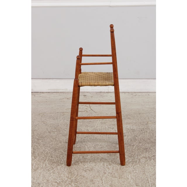 19th Century Antique Tiger Maple Childs Woven Seat High Chair For Sale - Image 5 of 17