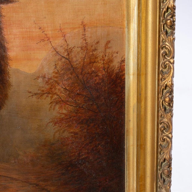 American Antique Oil on Canvas Painting of a Stag - Unsigned For Sale - Image 3 of 9