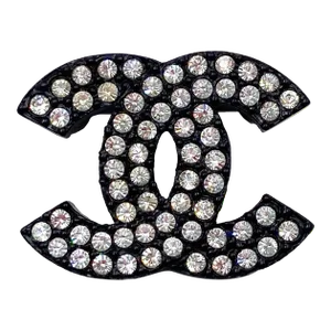 Chanel Vintage Black CC Crystal Small Brooch