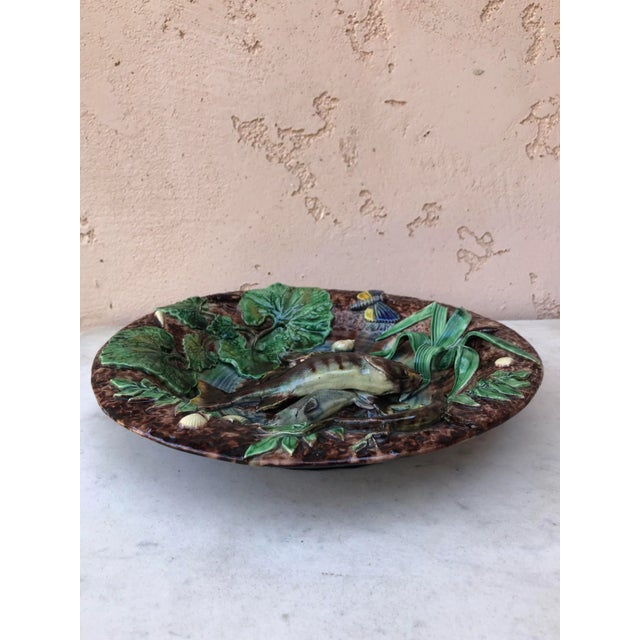 Ceramic 19th Century Majolica Palissy Fishs Wall Platter by Victor Barbizet For Sale - Image 7 of 10