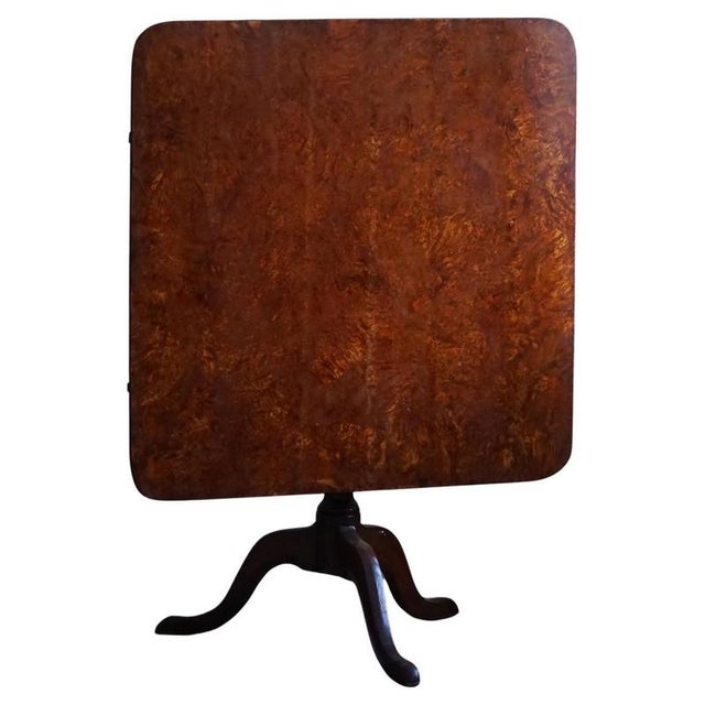 Handcrafted Square Folding Table in Burl Wood, Sweden, 19th Century For Sale - Image 12 of 12