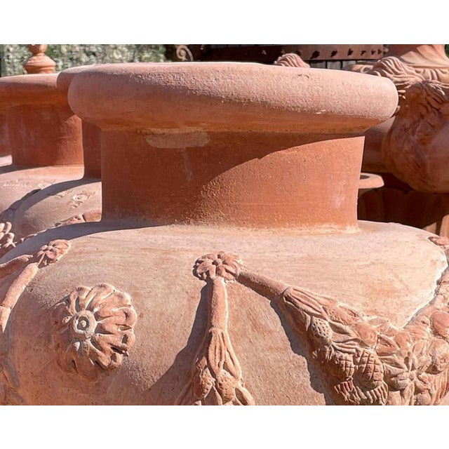 Impruneta Terracotta Festooned Amphoras, 1900s, Set of 2 For Sale - Image 3 of 6