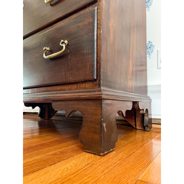 Antique Early 1800s New England Neoclassical Cherry Chest of Drawers, Former Top of a Chest on Chest. For Sale - Image 9 of 14