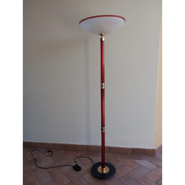 Fluted Murano Glass and Brass Floor Lamp, Italy, 1970s For Sale - Image 11 of 11