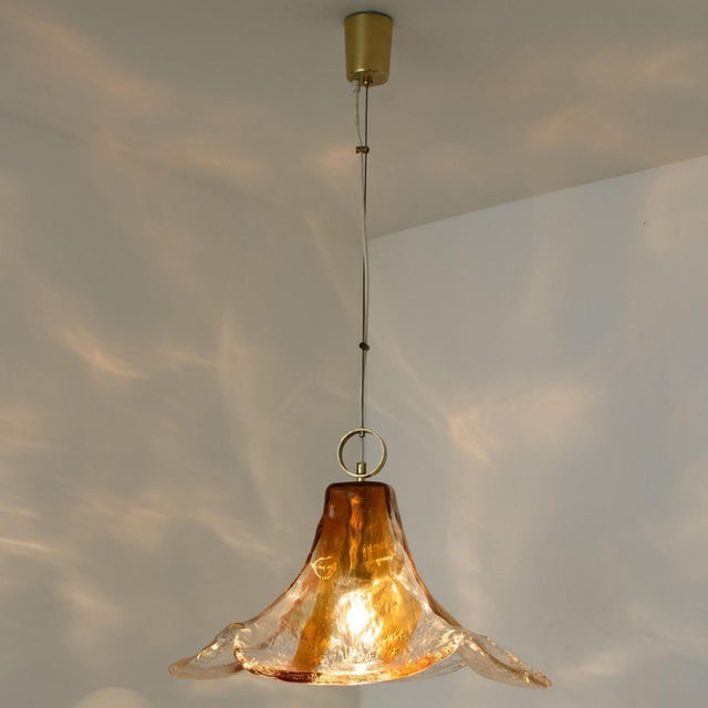 Orange Petal Pendant Lamp by Carlo Nason for Mazzega, 1970 For Sale - Image 10 of 15