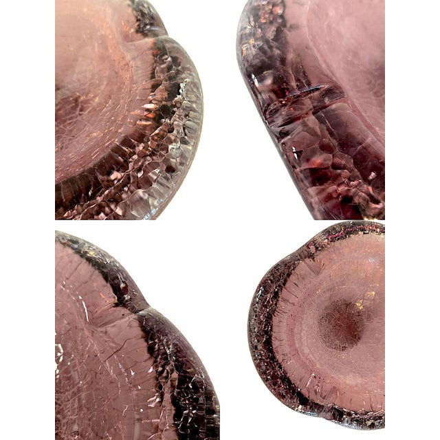 Amethyst 1960s Renato Anatra Murano Ghiacciato Art Glass Catchall/Ashtray, Signed For Sale - Image 8 of 13