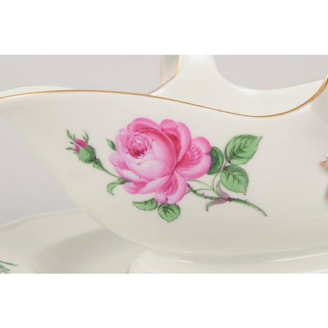 Sauce Boat on Stand with Motif of Pink Rose, Meissen, Germany, 1920s For Sale - Image 4 of 6