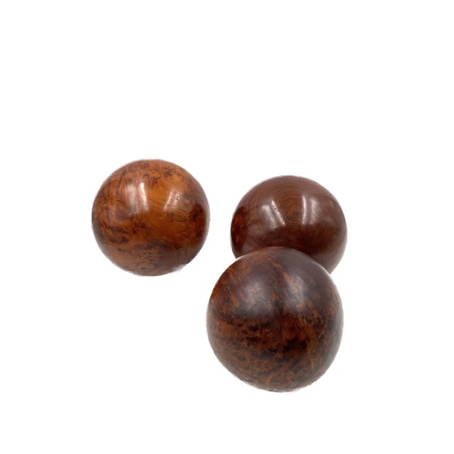 Set of 3 Wooden Spherical Sculptures, France 1960s For Sale - Image 11 of 13