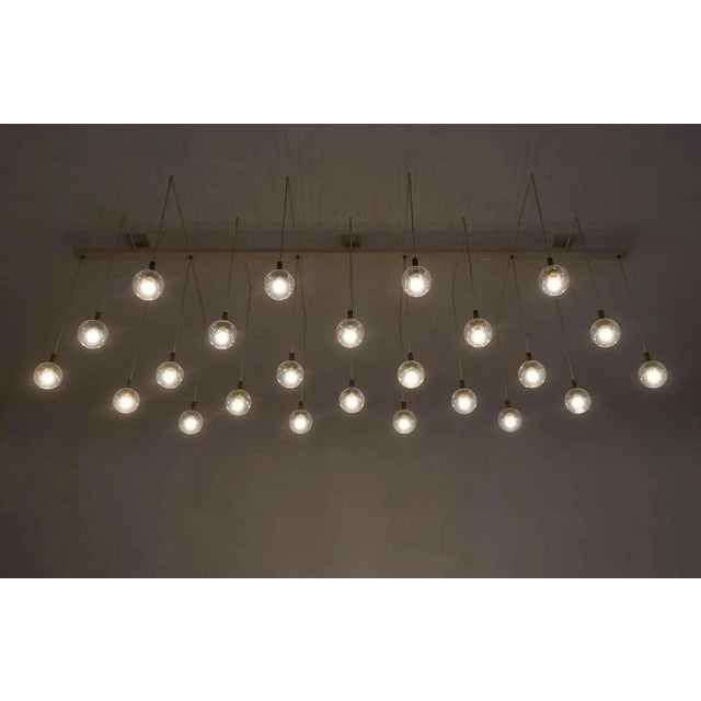 Gold Mid-Century Modern Chandelier in Metal and Patinated Brass, 1950s For Sale - Image 8 of 15