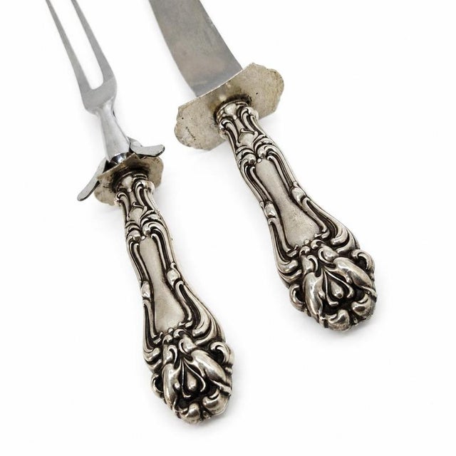 English Baroque Carving Knives in Silver from Wallace, Set of 2 For Sale - Image 5 of 9