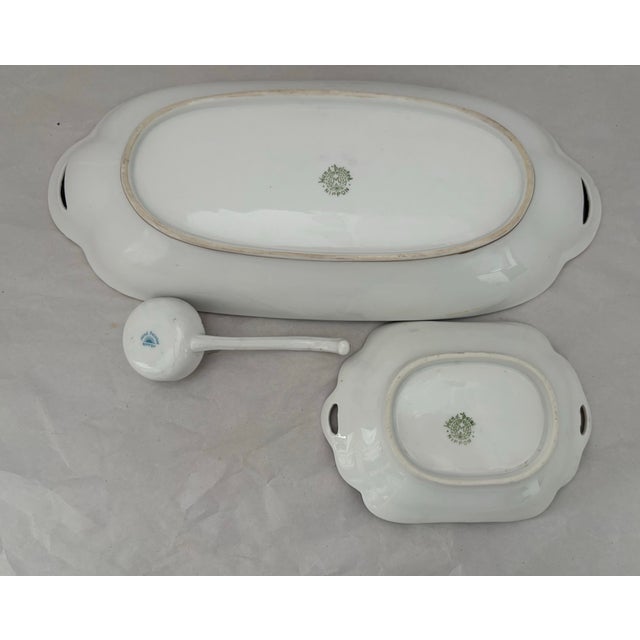 Art Nouveau Antique Nippon Kutani Hand-Painted Porcelain Serving Set With Butterflies, C. 1910 For Sale - Image 3 of 11