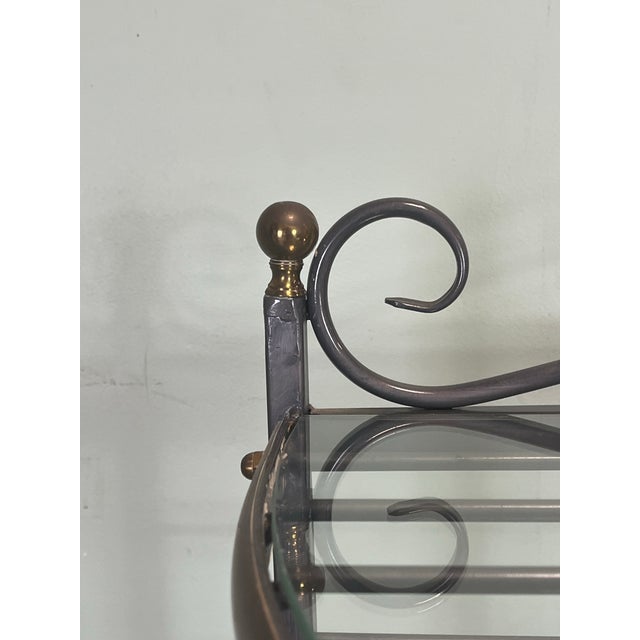 Dark Gray Vintage French Iron and Brass Baker's Rack For Sale - Image 8 of 8