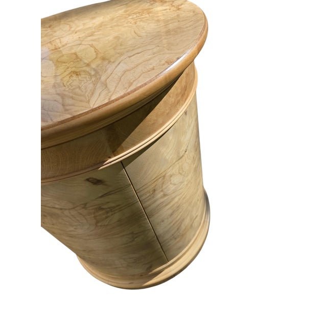 1980s Henredon Charles X Collection Burlwood Drum Side Table Nightstand Cabinet For Sale - Image 14 of 18
