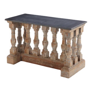 French Balustrade Marble Top Console Table, 20th C. For Sale