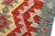 Shabby Chic Kilim Kelvin Red Blue Hand-Woven Wool Rug For Sale In New York - Image 6 of 9