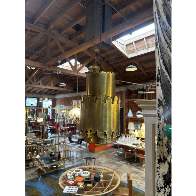 Beautiful Brass Pendant Italy 1950s For Sale In Los Angeles - Image 6 of 8