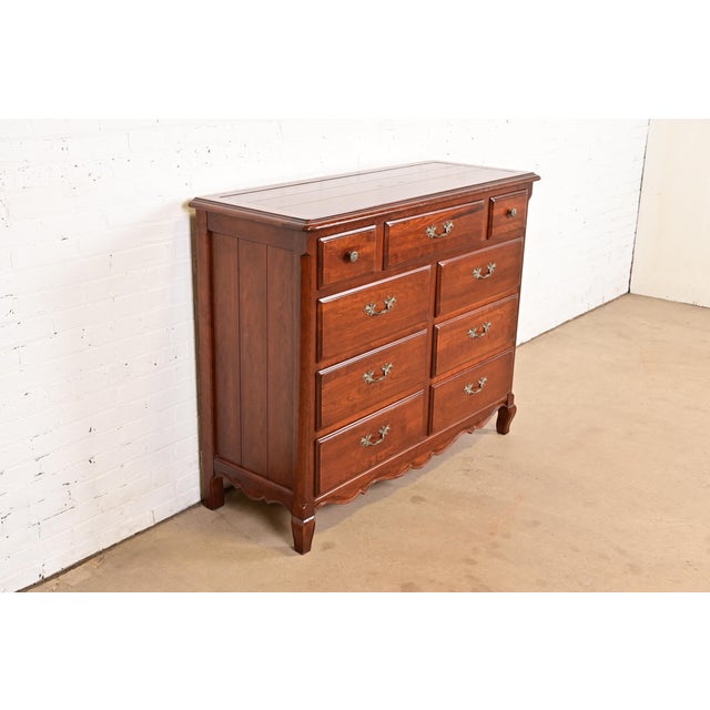 Thomasville Thomasville French Provincial Louis XV Carved Cherry Wood Chest of Drawers For Sale - Image 4 of 16