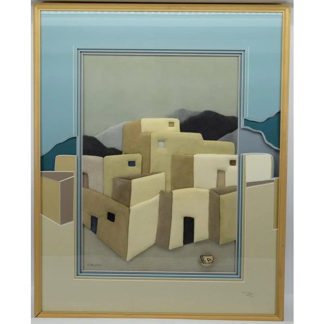 1987 3D Southwestern Pueblo Mixed Media Fabric Wall Hanging Art Signed Anne For Sale - Image 13 of 13