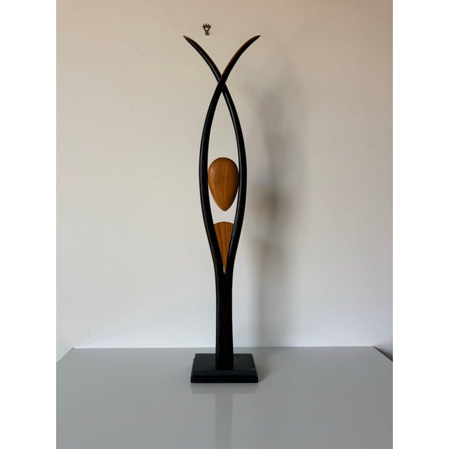 Black Vintage Wayne Pelham Modernist Carved Wood Sculpture For Sale - Image 8 of 11