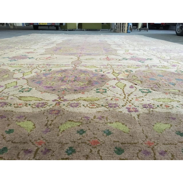 Brown Art Nouveau Hand Knotted Rug with Floral Design For Sale - Image 8 of 10