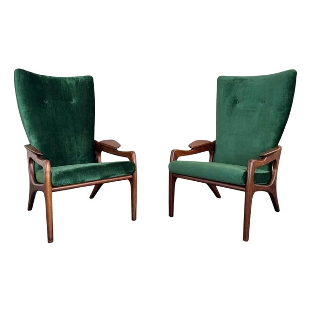 1960s Pair of High Back 2224-C Armchairs by Adrian Pearsall for Craft Associates For Sale