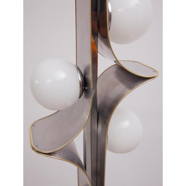 Vintage Floor Lamp in Brushed Metal and Opaline, 1969 For Sale - Image 12 of 17