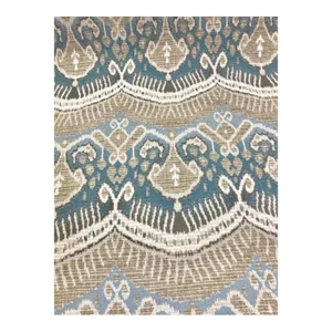 1.3 Yard Robert Allen Upholstery Fabric Ikat Carpet Truffle Blue Teal Gray Beige
