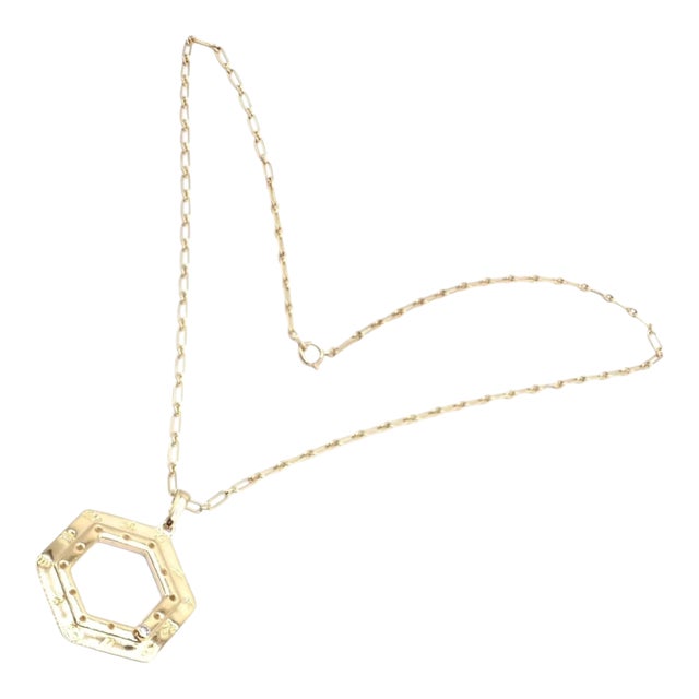 Vintage Cartier Zodiac Yellow Gold Diamond Pendant Link Chain Necklace For Sale