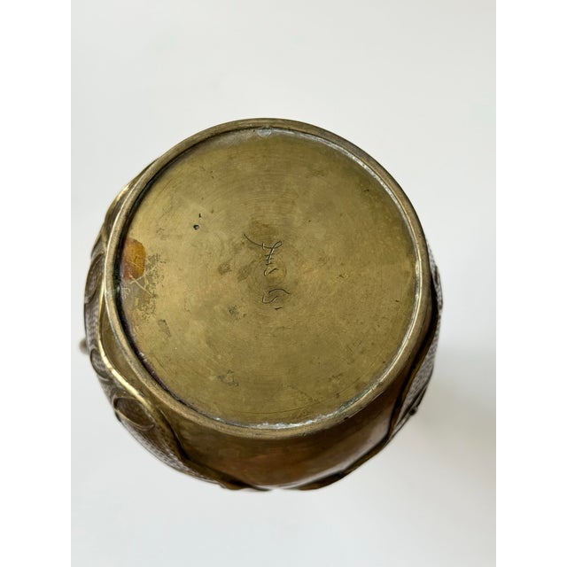 Antique Japanese Studio Bronze Art Nouveau Vase, Meiji Period For Sale - Image 9 of 12