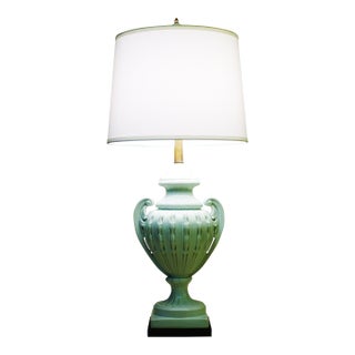 1960s Rare X Large Hollywood Regency Neoclassical Modern Trophy Urn Porcelain Ceramic Table Lamp For Sale