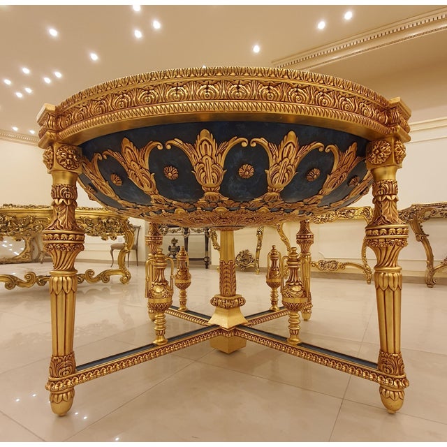 Monumental Louis XVI Style Center Table-Glass on Top For Sale - Image 4 of 5