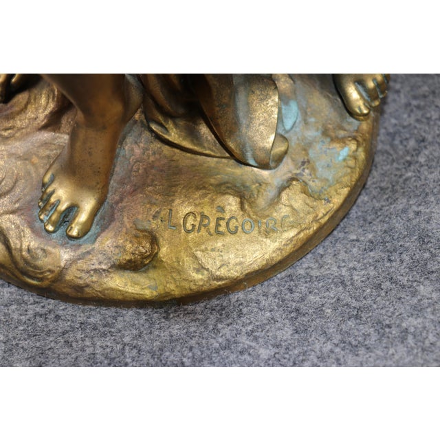 Signed Jean- Louis Gregoire Neoclassical Bronze Statue of Mercury & Pandora For Sale - Image 9 of 13