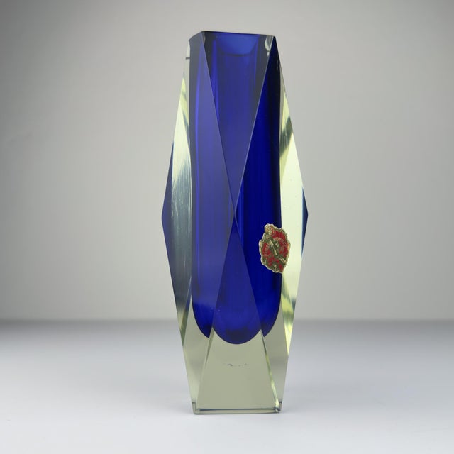 Mid-Century Modern Vintage Sommerso Blue Murano Vase, Italy, 1970s For Sale - Image 3 of 18
