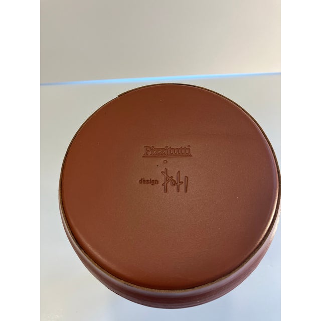 1990s Italian Leather Vase Signed Pizzitutti For Sale - Image 4 of 9