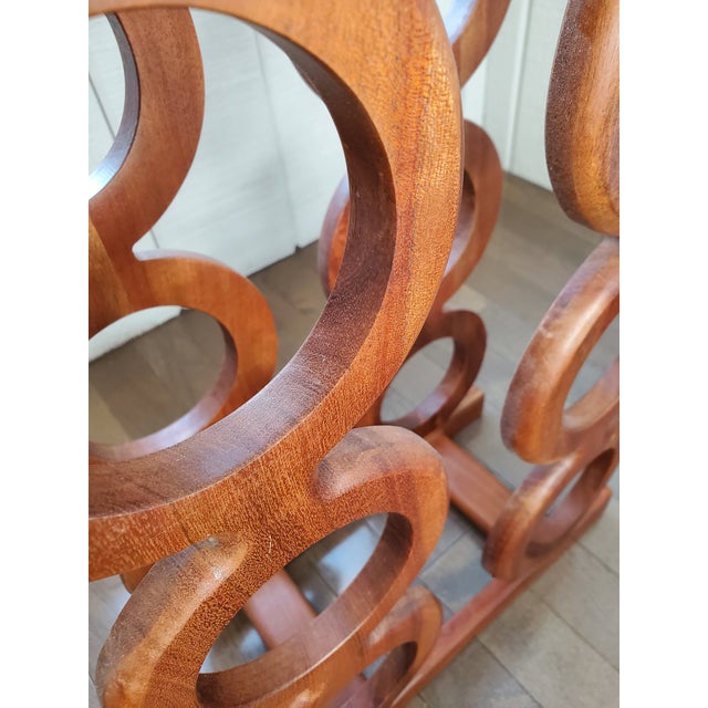 1960s 1960s Mid Century Modern Carved Wood Wine Holder For Sale - Image 5 of 6