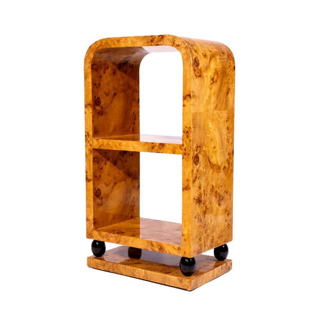 Art Deco Burl Walnut Two-Tier Side Table For Sale - Image 5 of 6