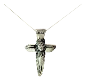 Antique 925 Solid Silver Religious Crucifix Unisex Pendant